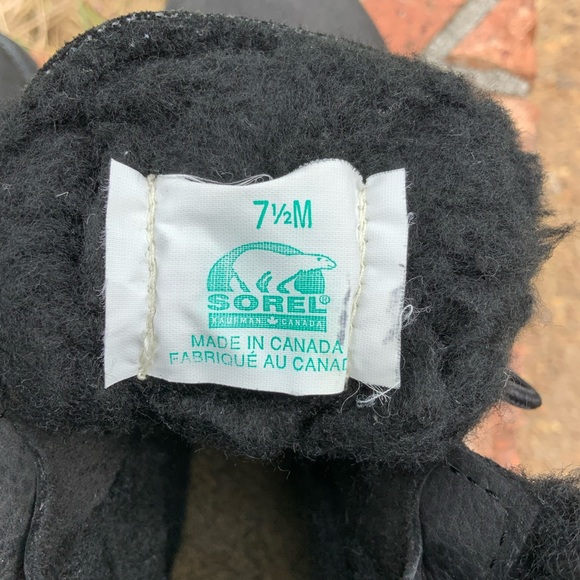 Vintage Sorel Black Leather Shearling Lace Up Boots CANADA MADE IN CANADA - Picture 3 of 11